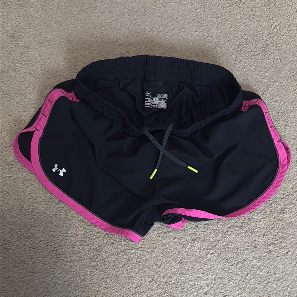 Under Armour Women's Black and Pink Shorts
